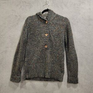 Natural‎ Reflections Hooded Sweater Womens M Chunky Buttons Pullover Cozy Comfy